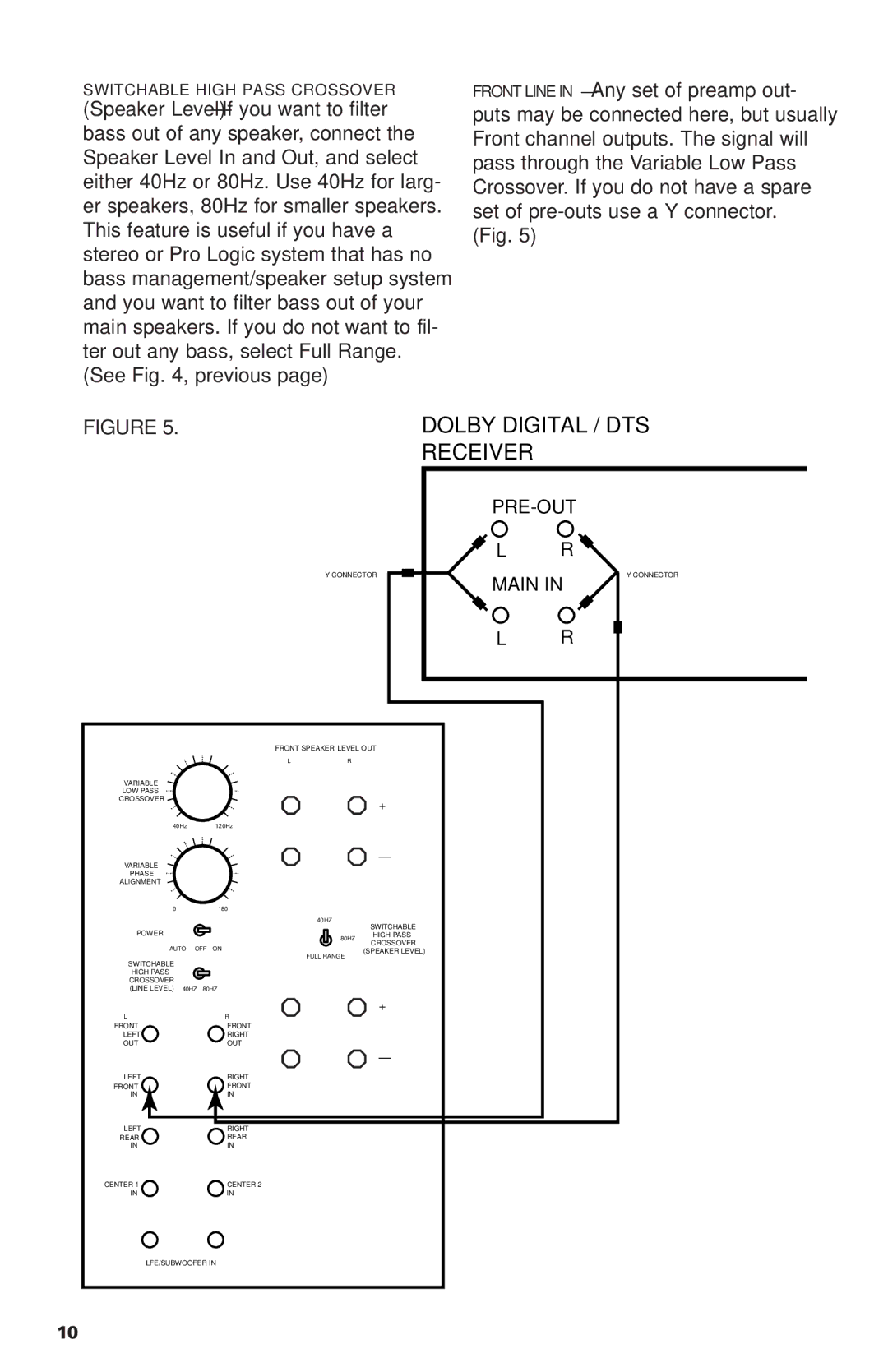 Polk Audio PSW1200 owner manual Dolby Digital / DTS Receiver 