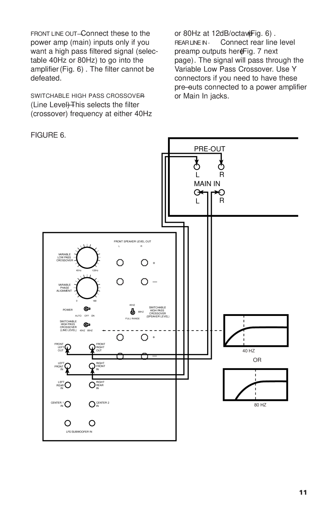 Polk Audio PSW1200 owner manual Or Main In jacks 