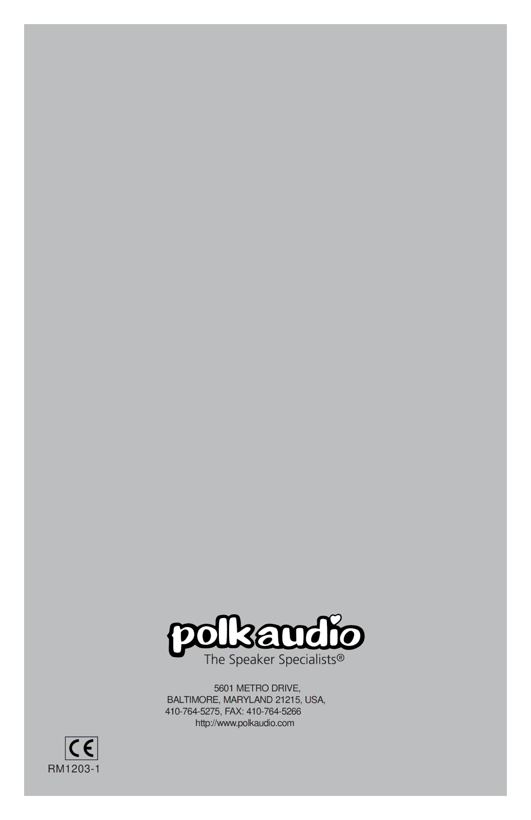 Polk Audio PSW1200 owner manual RM1203-1 