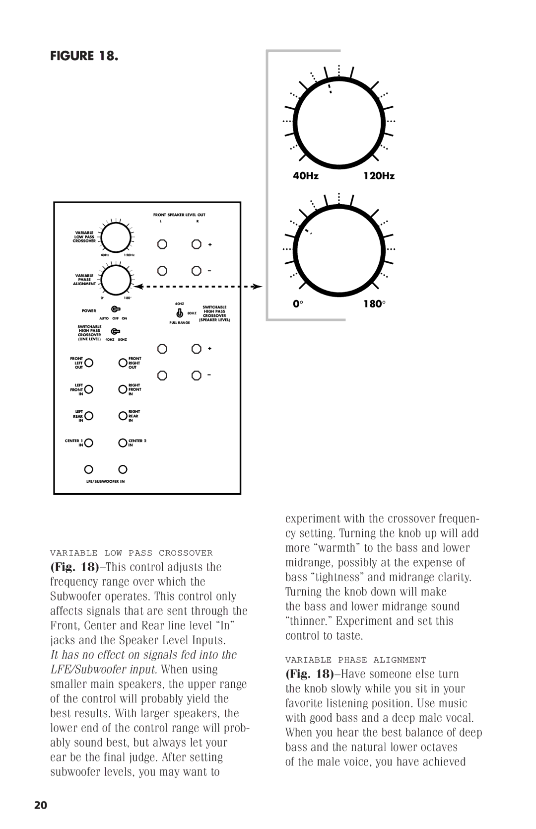 Polk Audio PSW1200 owner manual 40Hz 120Hz 0180 