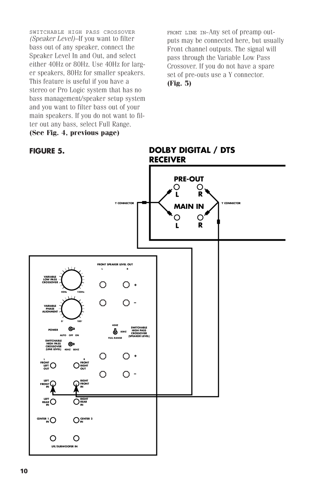 Polk Audio PSW1200 instruction manual Dolby Digital / Dts Receiver, See , previous page 