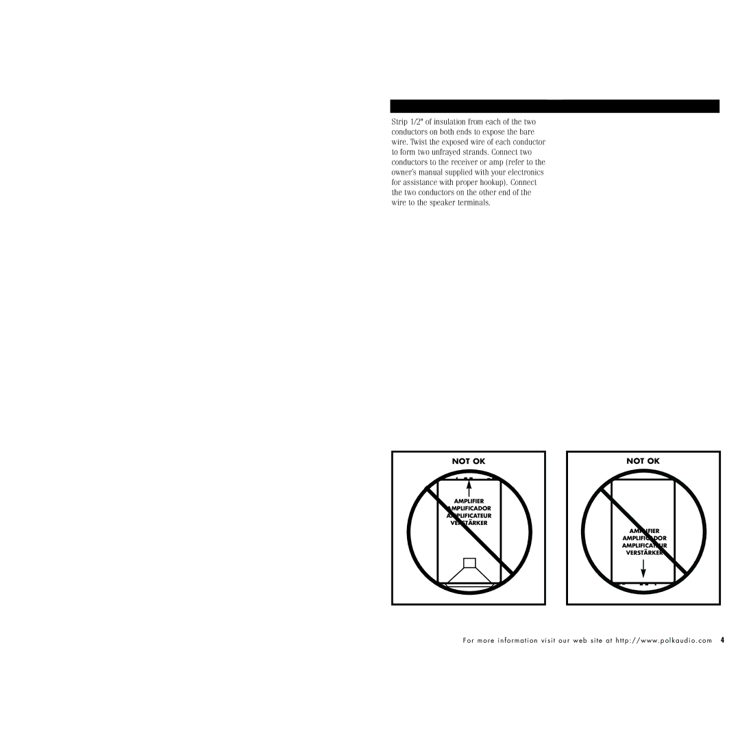 Polk Audio 450, PSW250, PSW350 instruction manual Not OK 