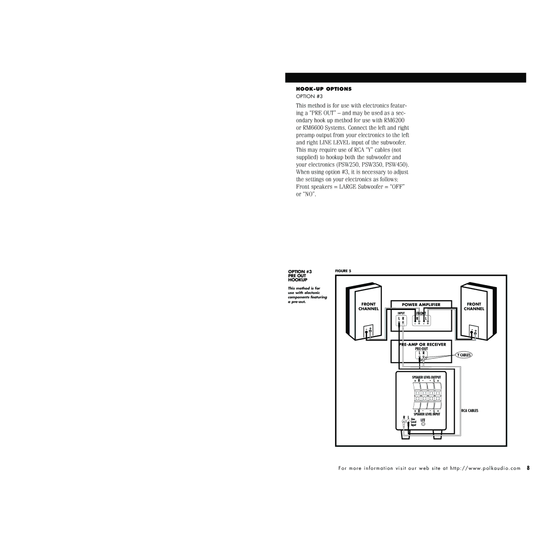 Polk Audio PSW250, PSW350, 450 instruction manual Option #3 