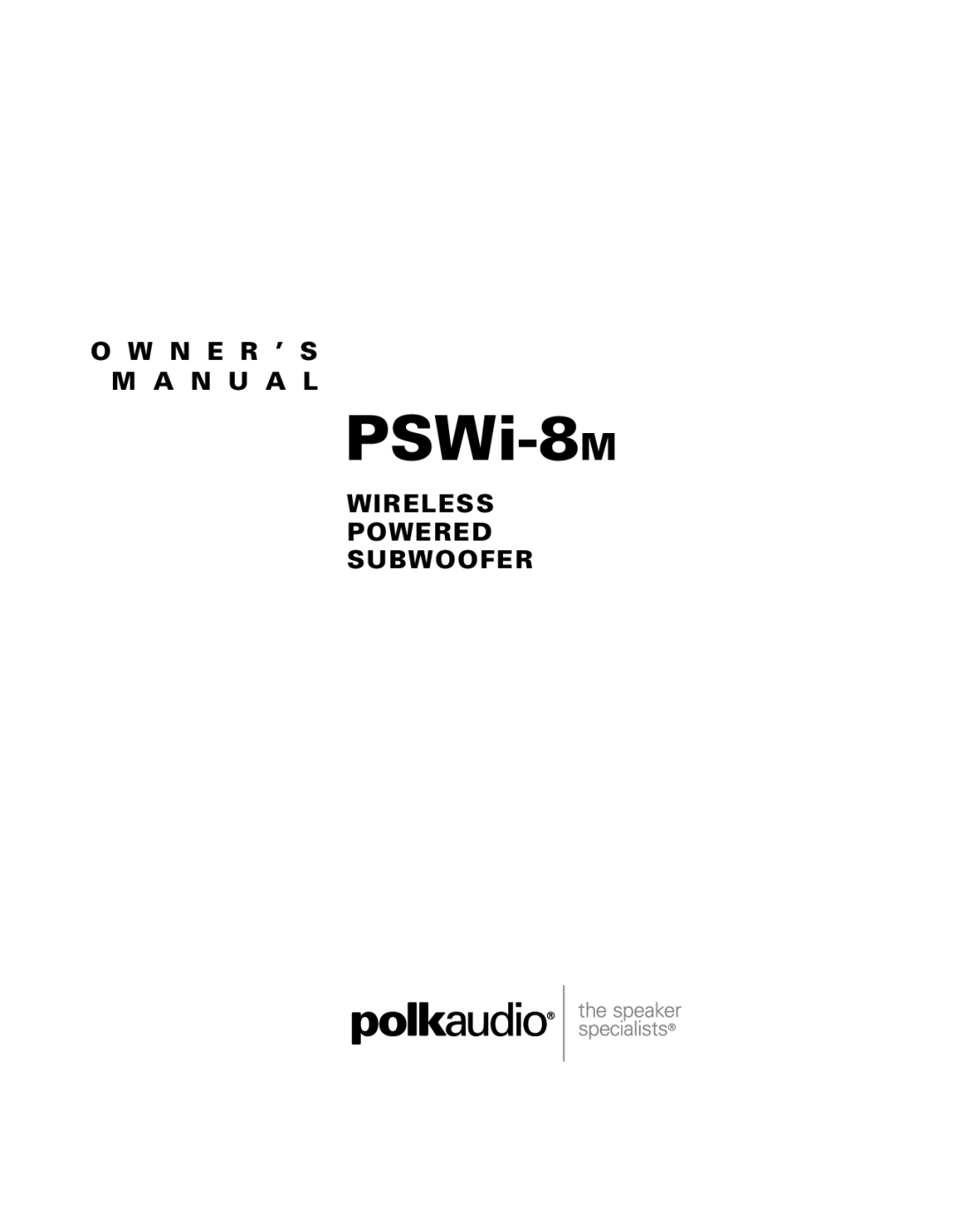 Polk Audio PSWi-8M owner manual 