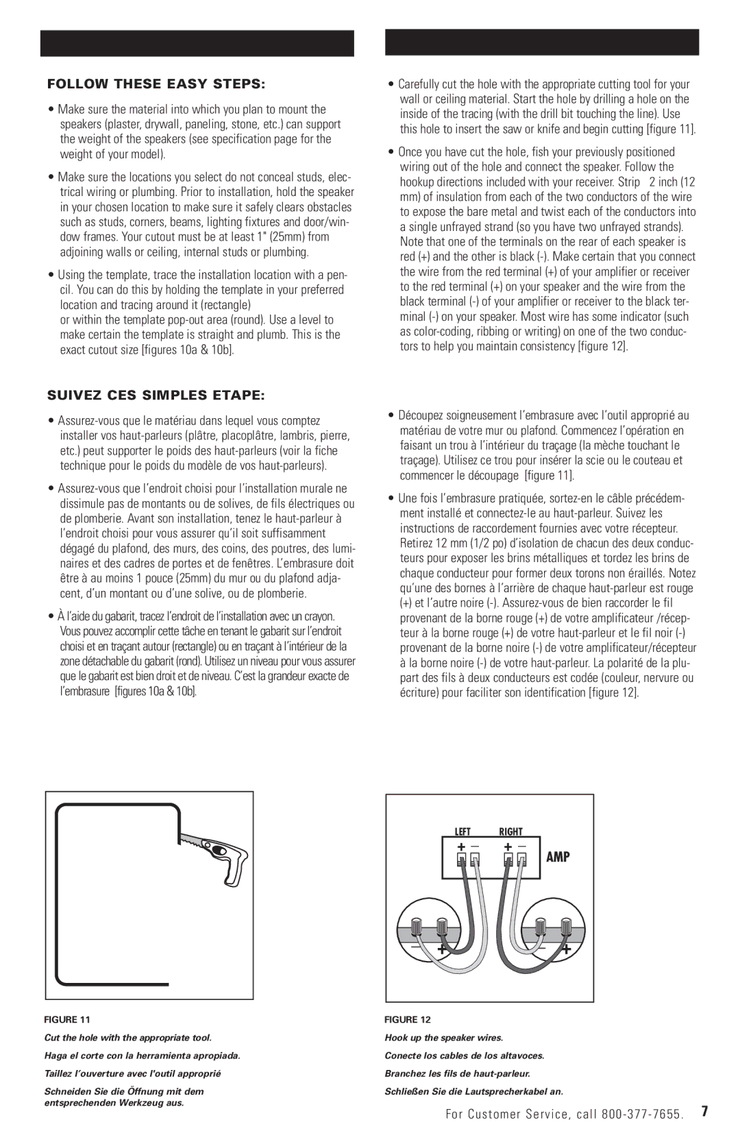 Polk Audio RC85i, RC60i, RC65i, RC55i, RC80i owner manual Follow These Easy Steps, Suivez CES Simples Etape 