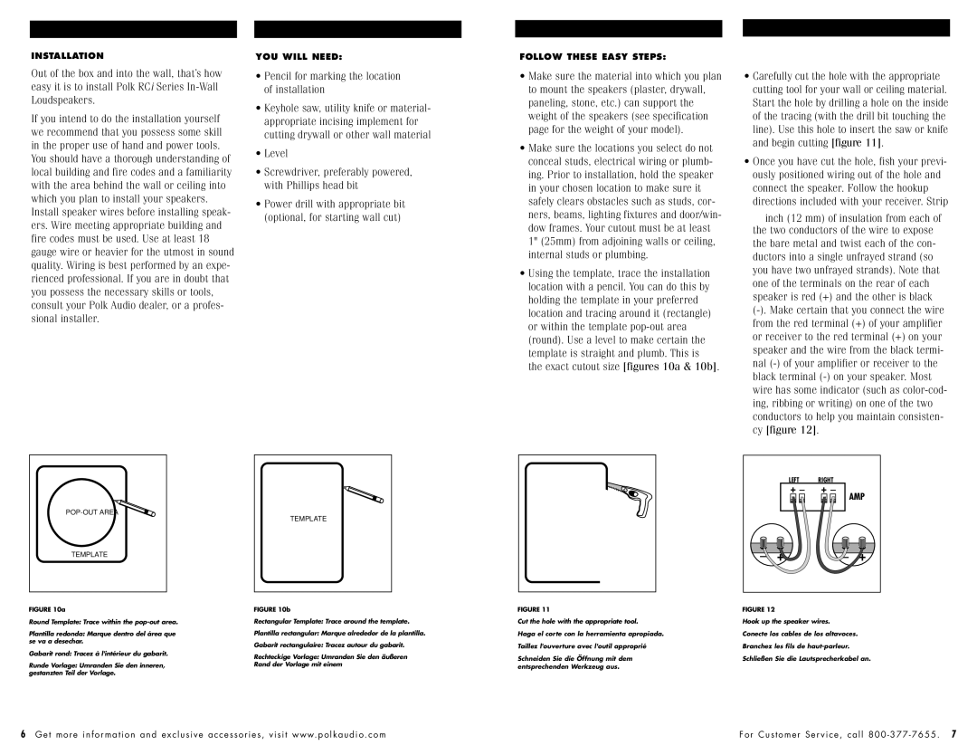 Polk Audio RC60i owner manual Amp 