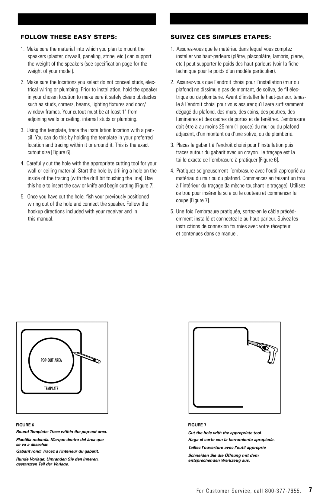 Polk Audio RC6S owner manual Follow These Easy Steps, Suivez CES Simples Etapes 