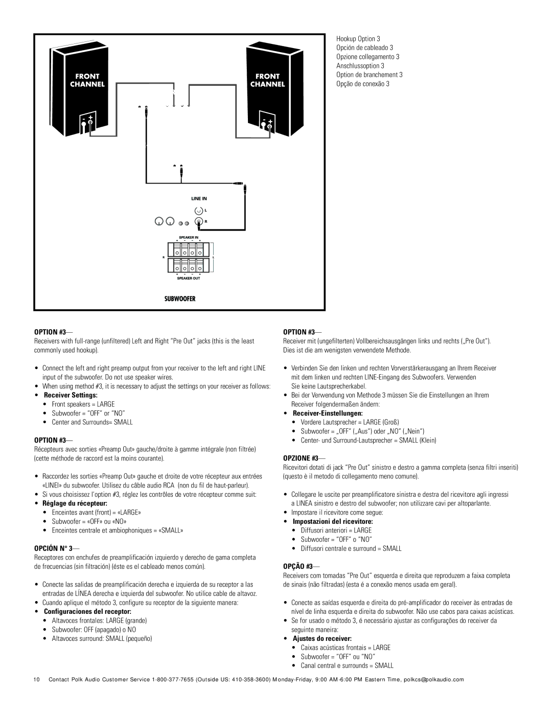 Polk Audio RM6750 important safety instructions Option #3, Opzione #3, Opção #3 