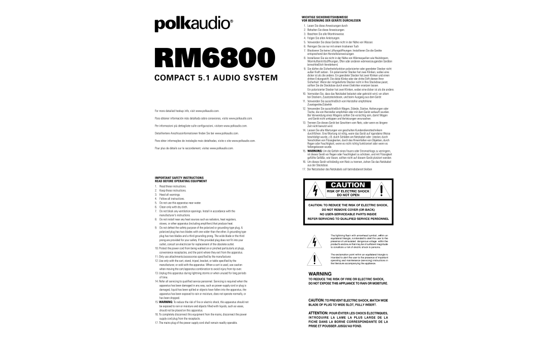 Polk Audio RM6800 manual *,/ /Ê-/9Ê -/,1 / Ê ,Ê*,/ Ê+1*,  /Ê- ,/- 7  1 Ê,Ê,/Ê1,  