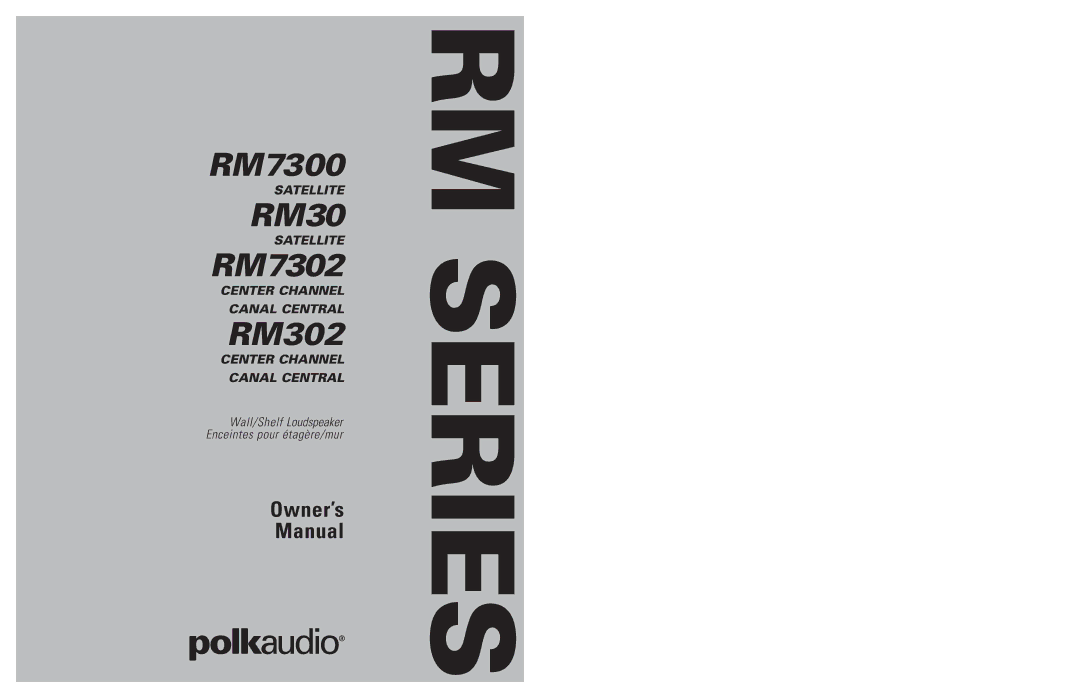 Polk Audio RM7300, RM302, RM7302 owner manual RM Series 