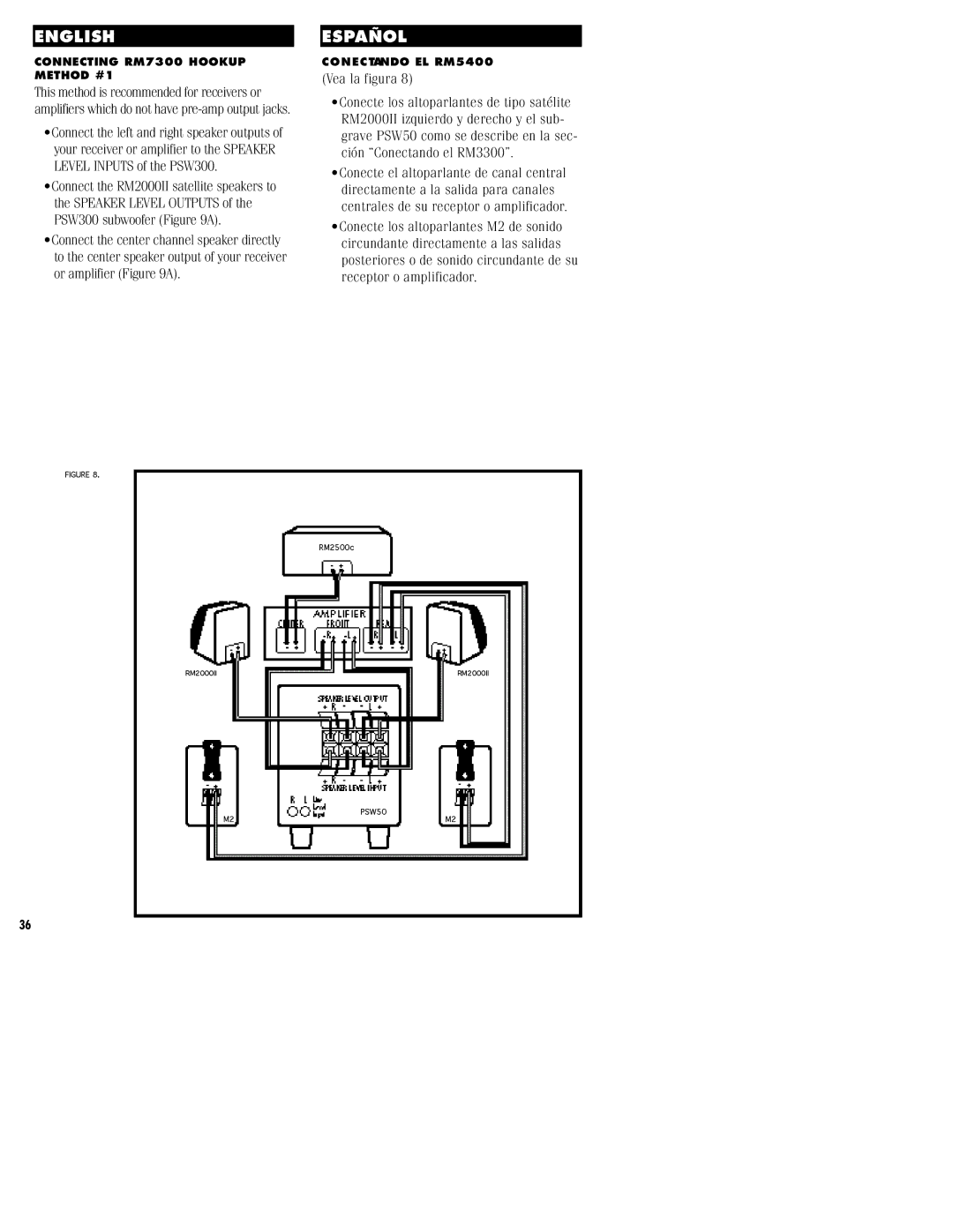 Polk Audio RM3300, RM5300 manual Vea la figura, Connecting RM7300 Hookup Method #1 