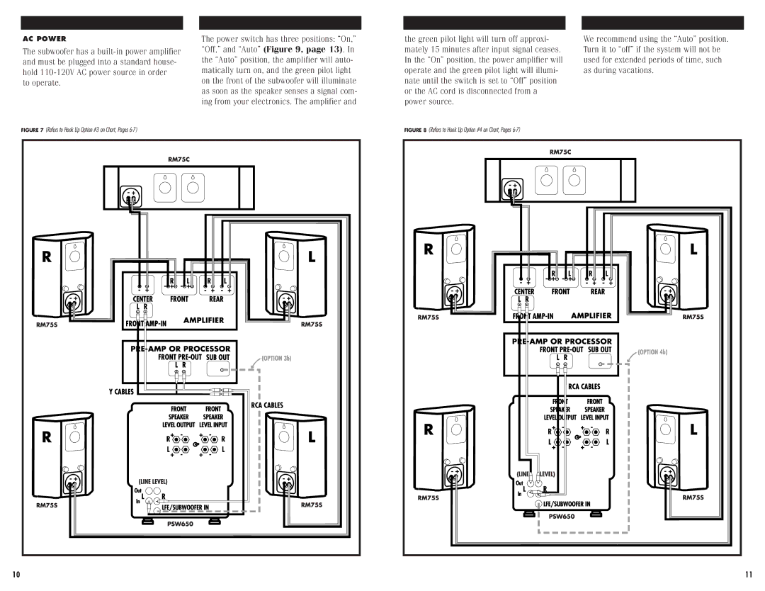 Polk Audio RMSERIES RM7500 instruction manual AC Power 