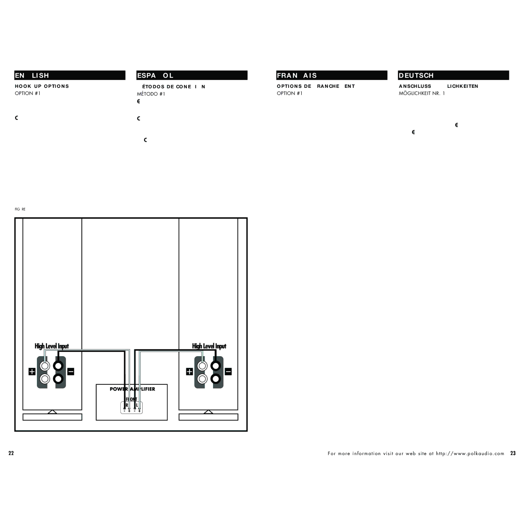 Polk Audio RT2000i, 1000i instruction manual HOOK-UP Options 