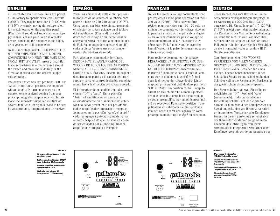 Polk Audio RT1000P, RT2000P instruction manual W E R E D 