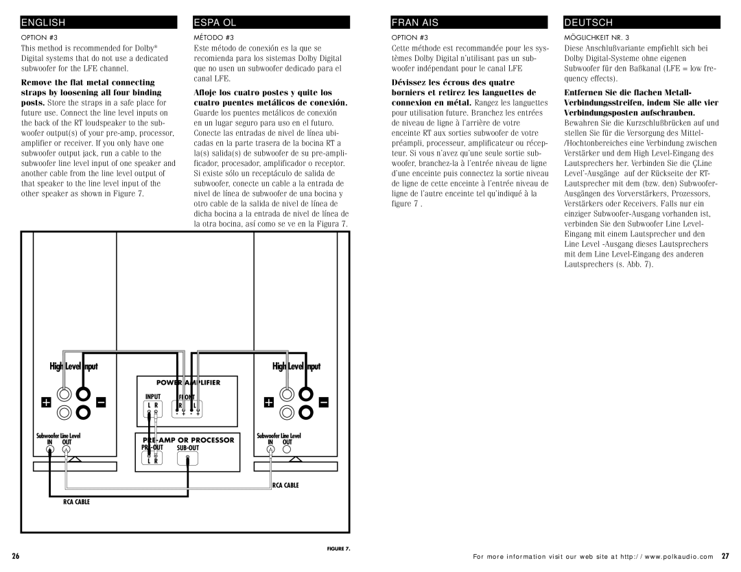 Polk Audio RT2000P, RT1000P instruction manual Englishespañol 