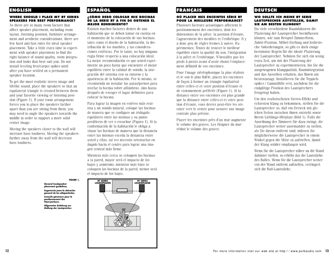 Polk Audio RT1000P, RT2000P instruction manual RT Series 