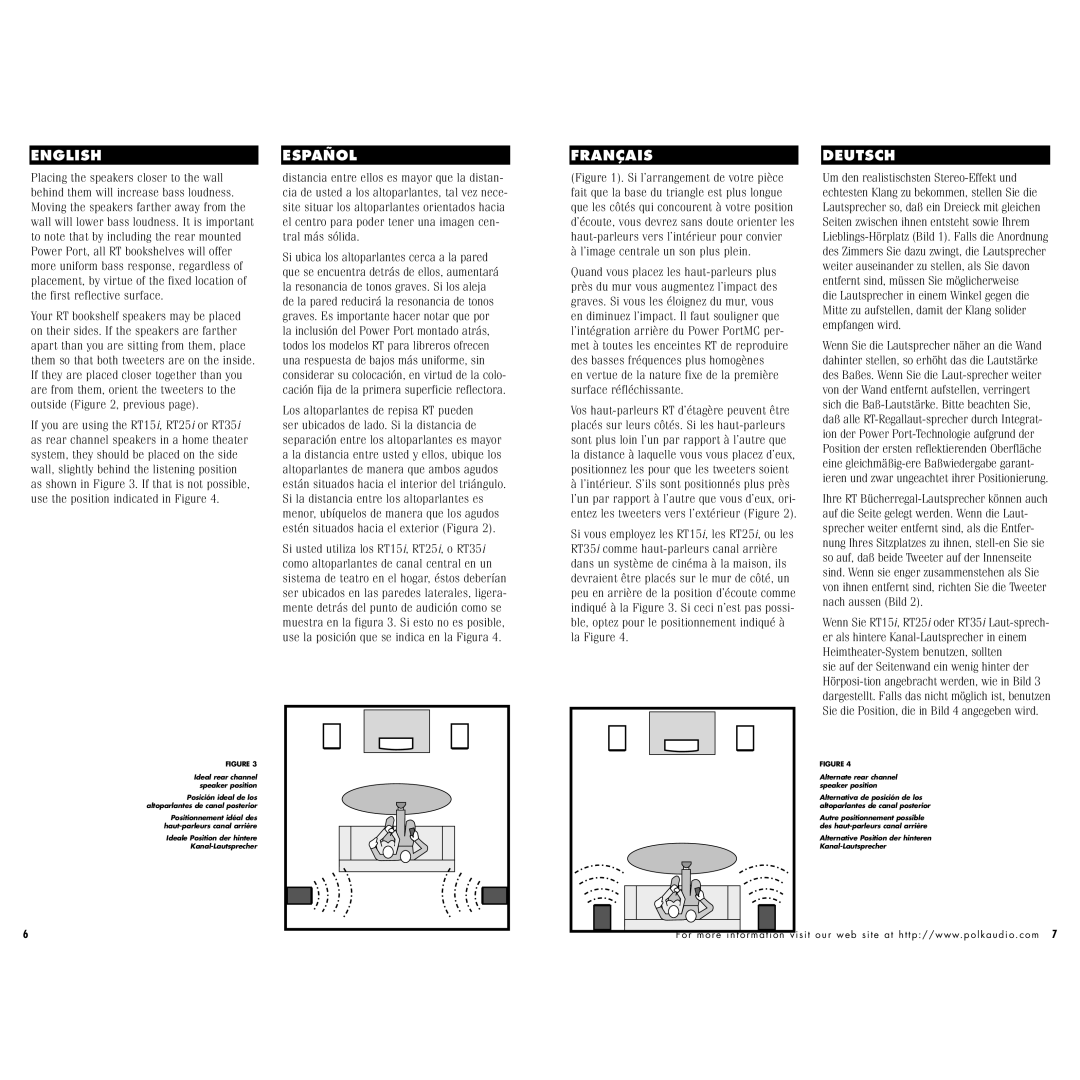 Polk Audio RT55, RT35, RT15, RT25 instruction manual English 