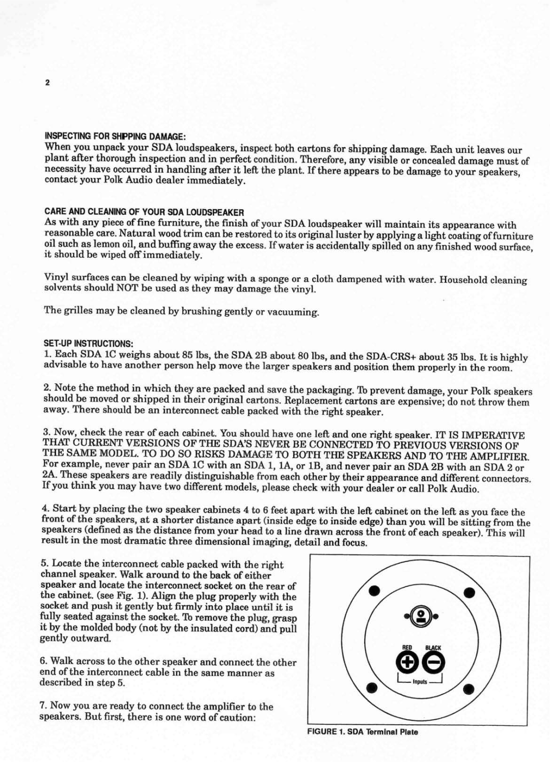 Polk Audio SDA manual 