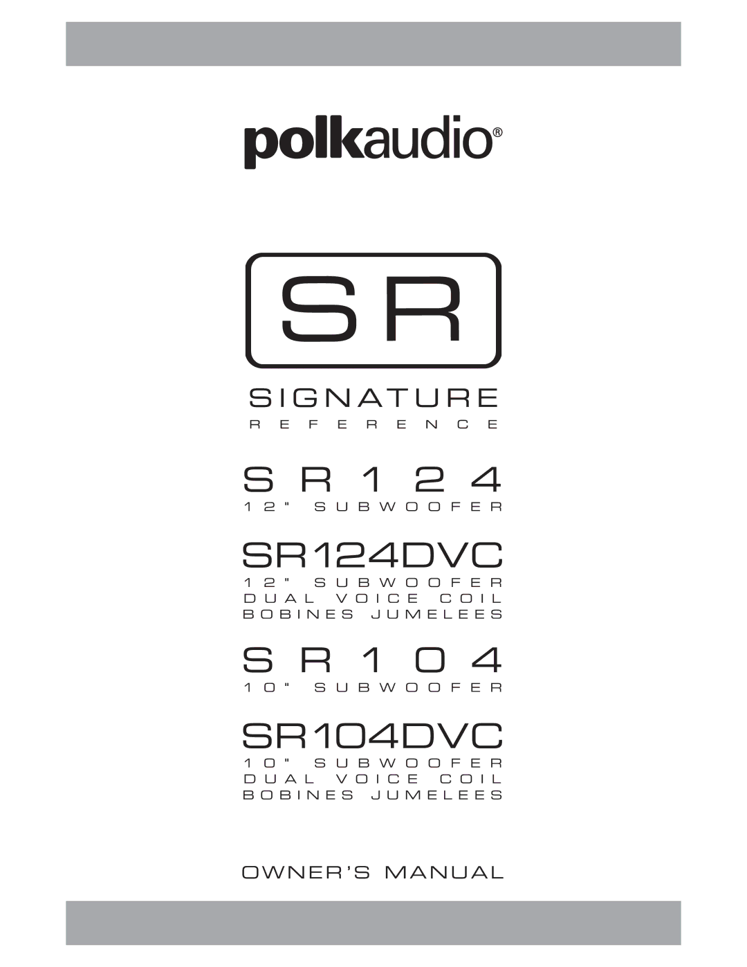 Polk Audio SR 124, SR 104, SR104DVC owner manual SR124DVC 