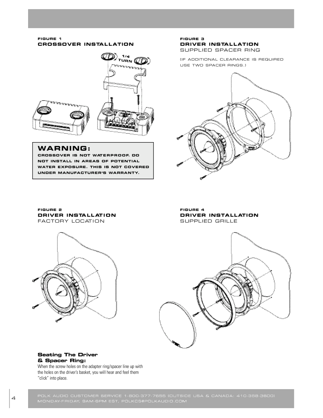 Polk Audio SR6500 owner manual Seating The Driver Spacer Ring 