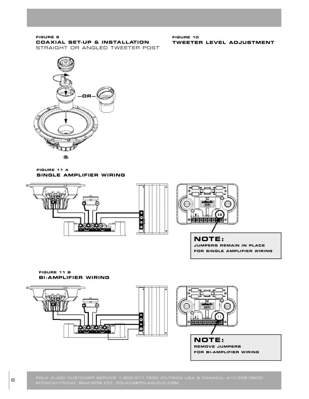 Polk Audio SR6500 owner manual BI-AMPLIFIER Wiring 