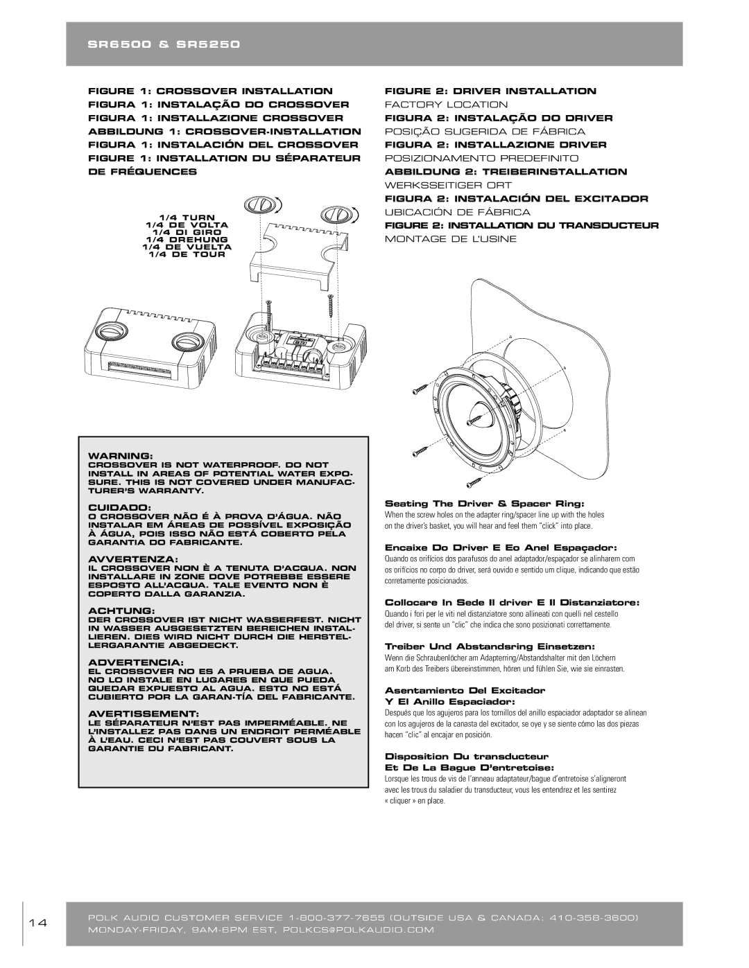 Polk Audio SR65006, SR52505 owner manual SR6500 & SR5250 