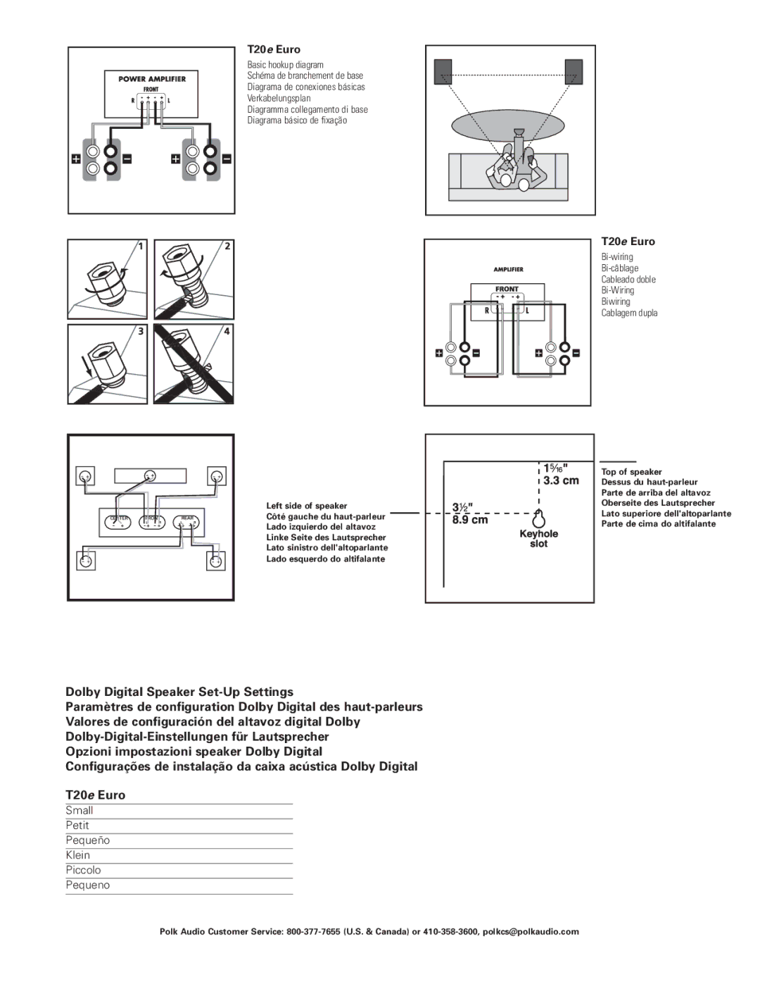 Polk Audio T20E EURO owner manual T20e Euro 