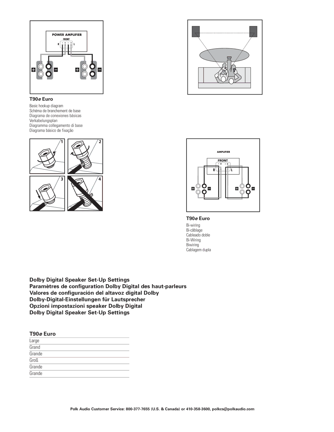 Polk Audio owner manual T90e Euro, Large Grand Grande Groß 