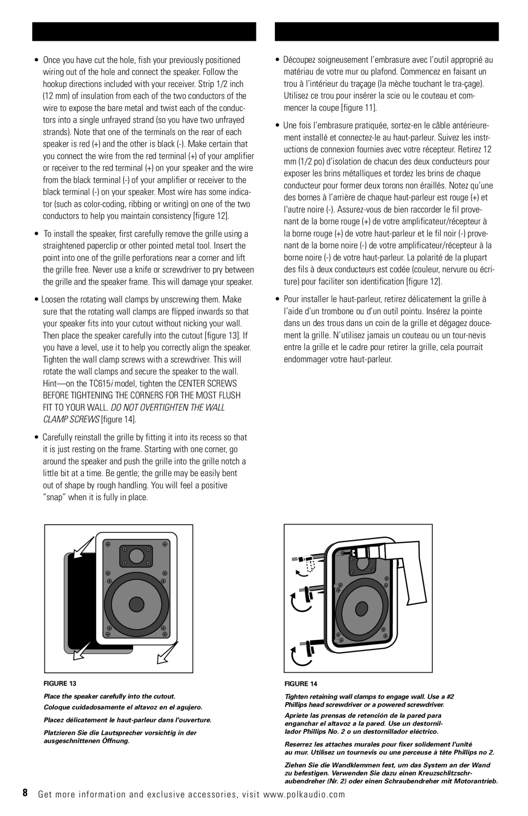 Polk Audio TC610i TC615i owner manual 