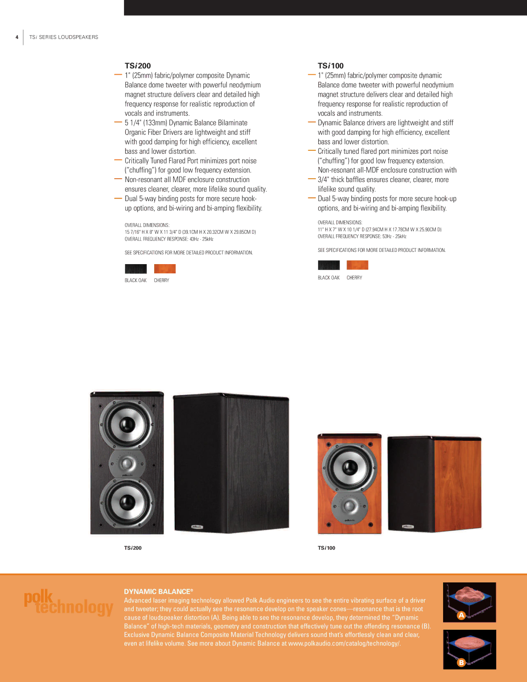 Polk Audio TSi Series manual Dynamic Balance 