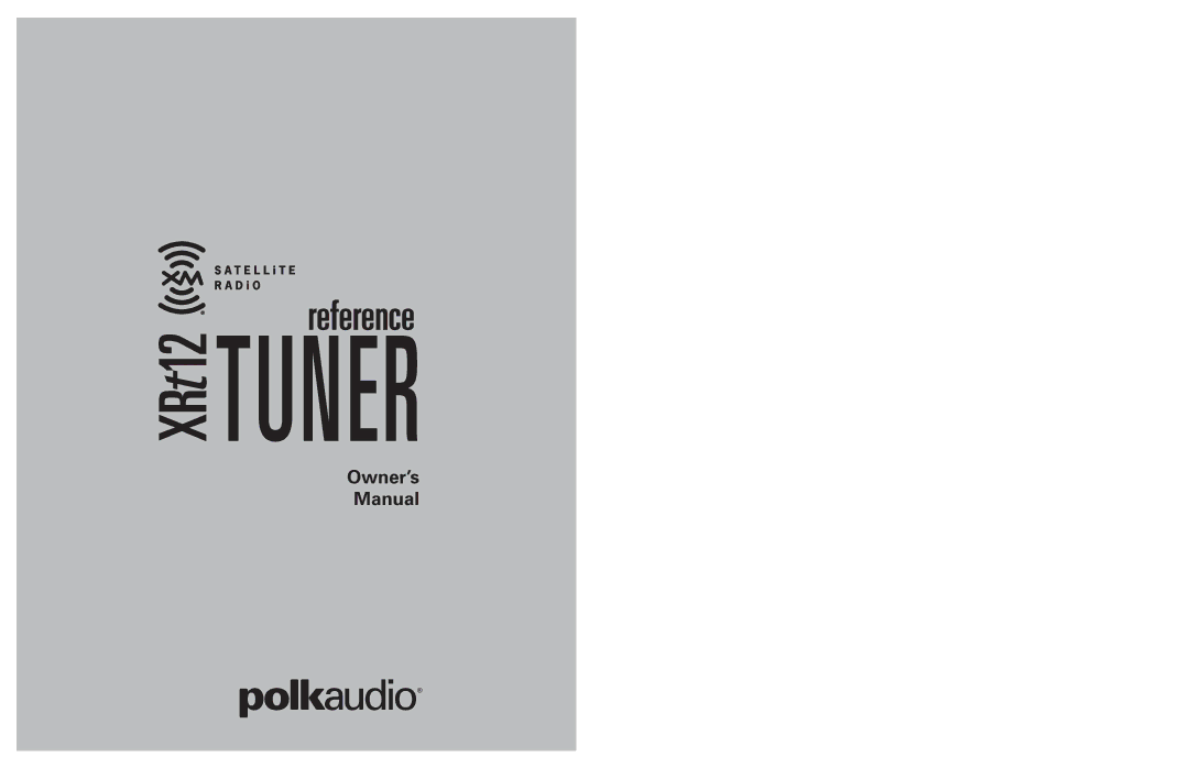 Polk Audio XRt112 owner manual Tuner 