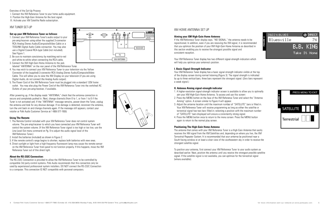 Polk Audio XRt112 owner manual XM Tuner SET-UP, XM Home Antenna SET UP 