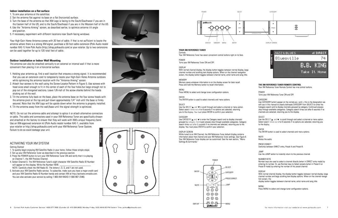 Polk Audio XRt112 owner manual Activating Your Xm System, Indoor installation on a flat surface 