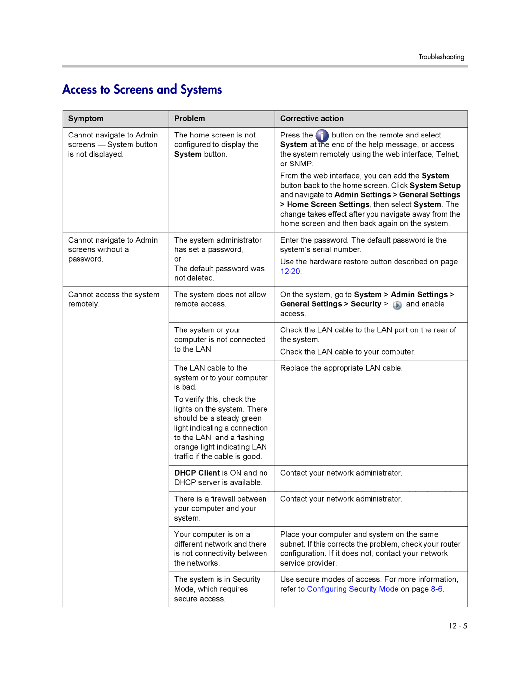 Polycom 1 manual Access to Screens and Systems 