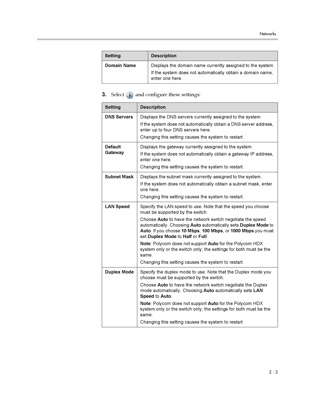 Polycom 1 manual Select and configure these settings 