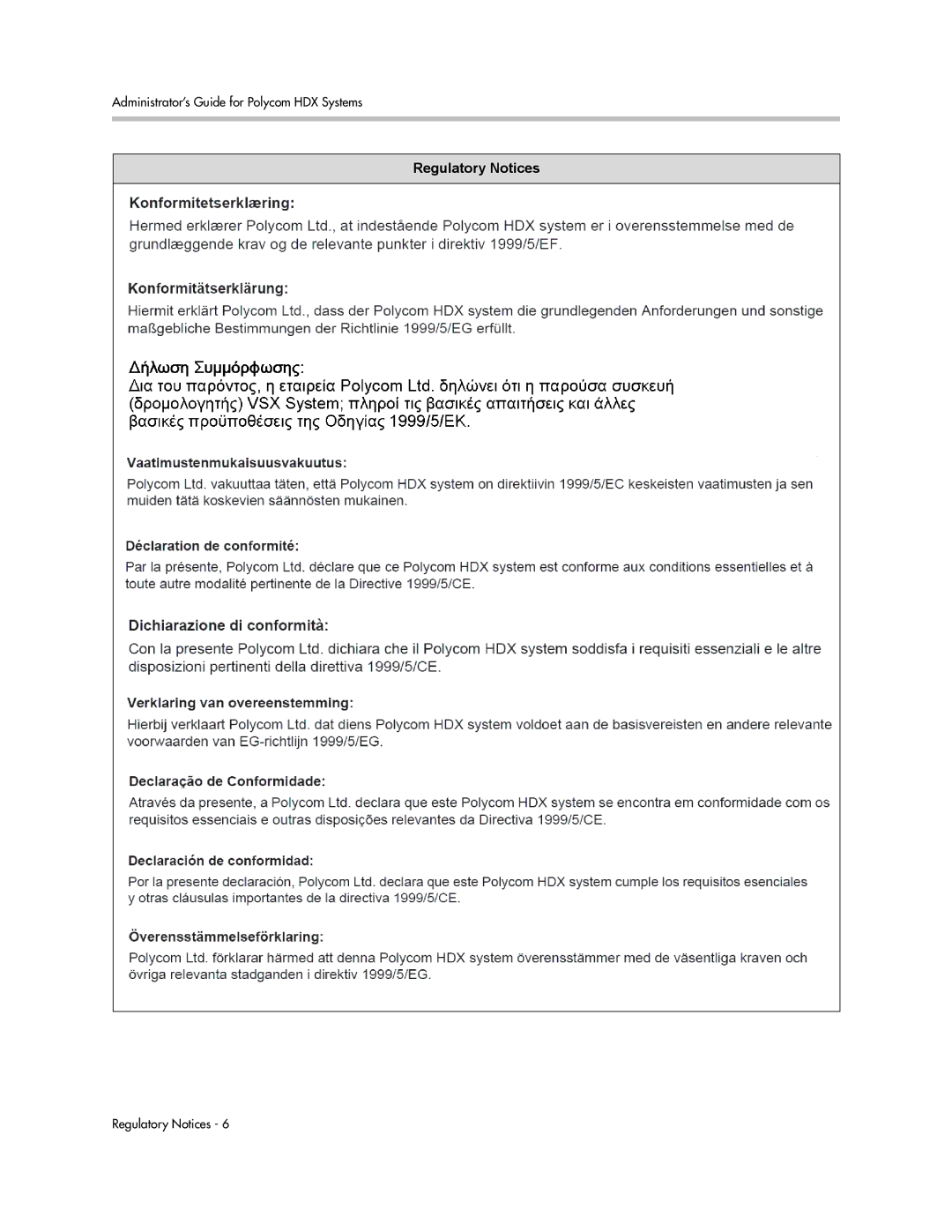 Polycom 1 manual Regulatory Notices 