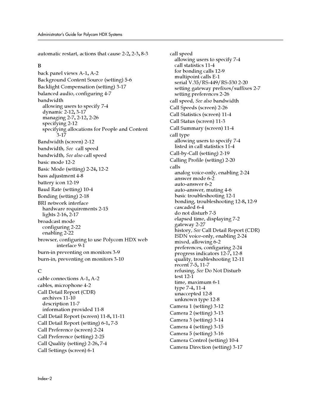 Polycom 1 manual Index-2 