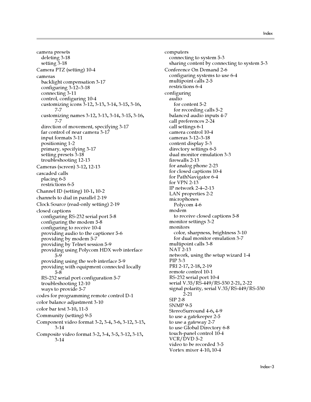 Polycom 1 manual Index-3 