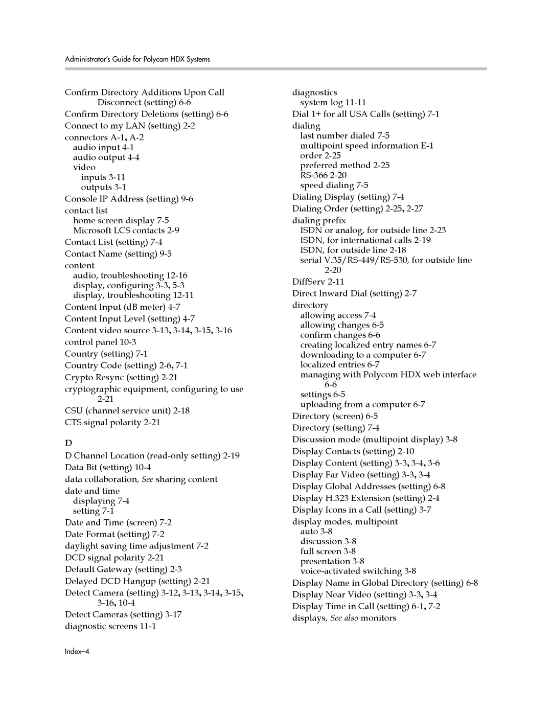 Polycom 1 manual Index-4 