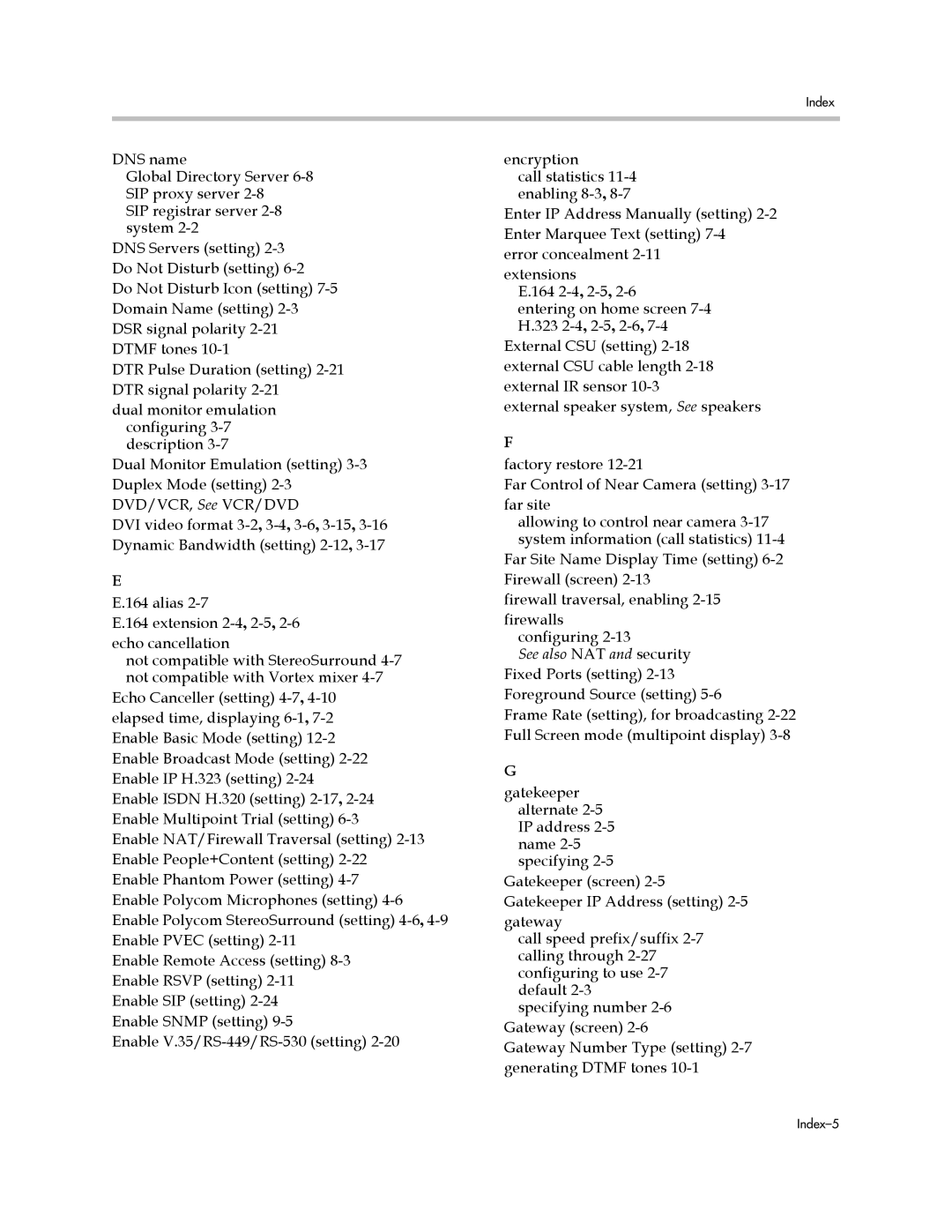 Polycom 1 manual Index-5 