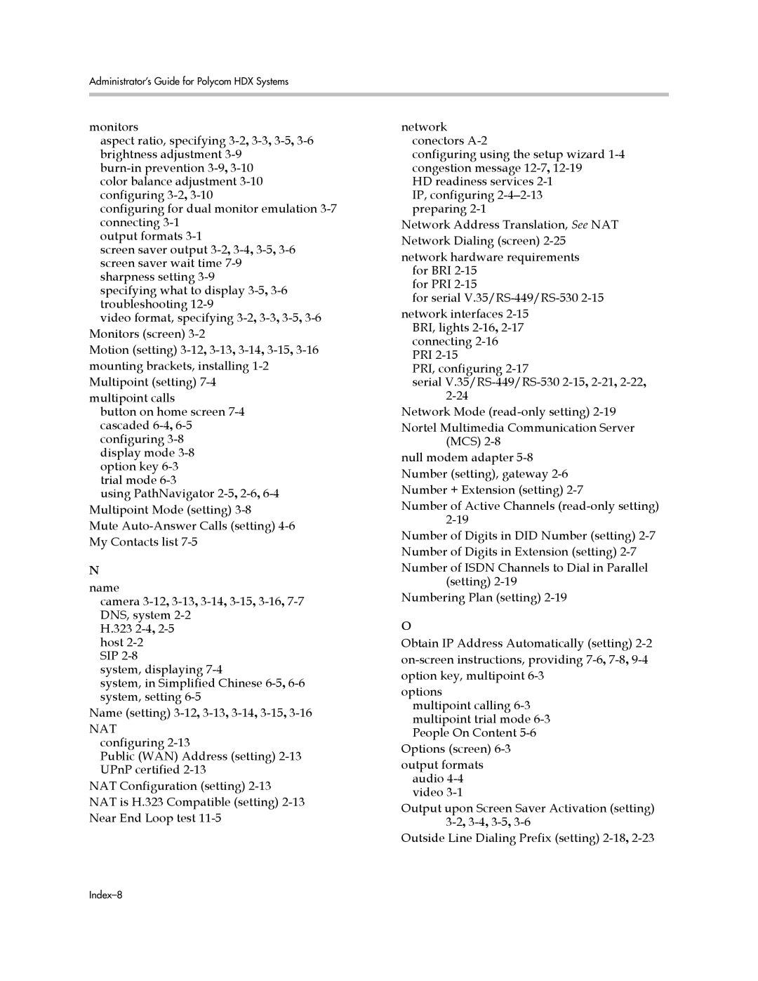 Polycom 1 manual Index-8 