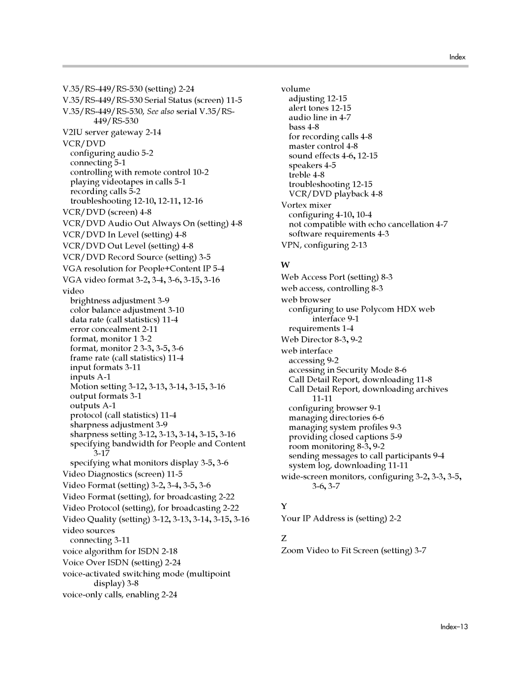 Polycom manual Index-13 