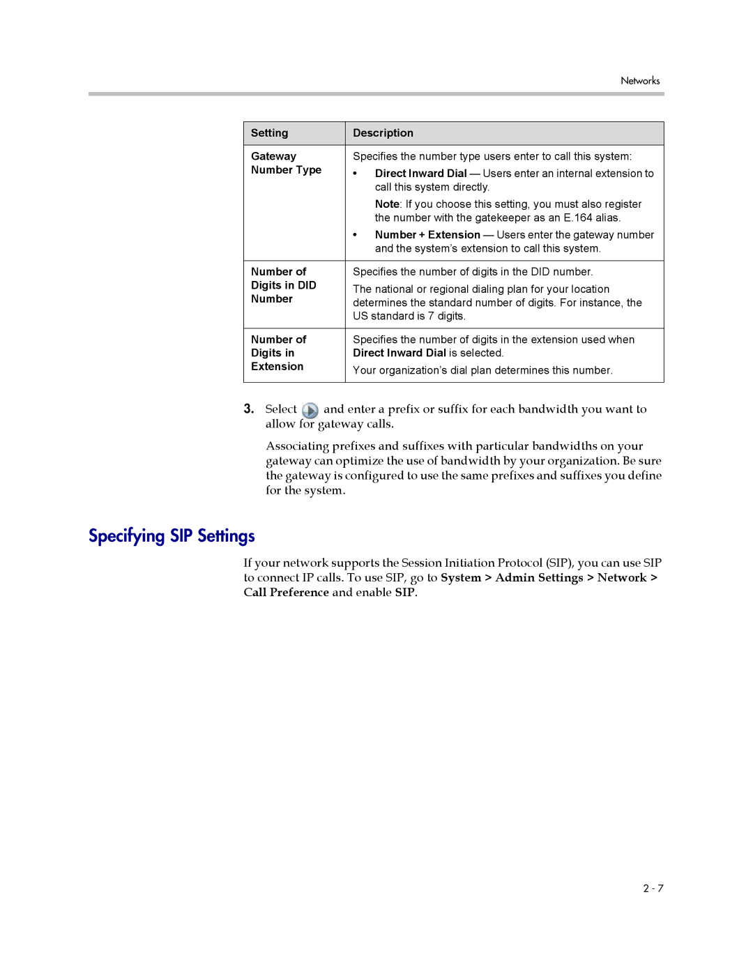 Polycom 1 manual Specifying SIP Settings 