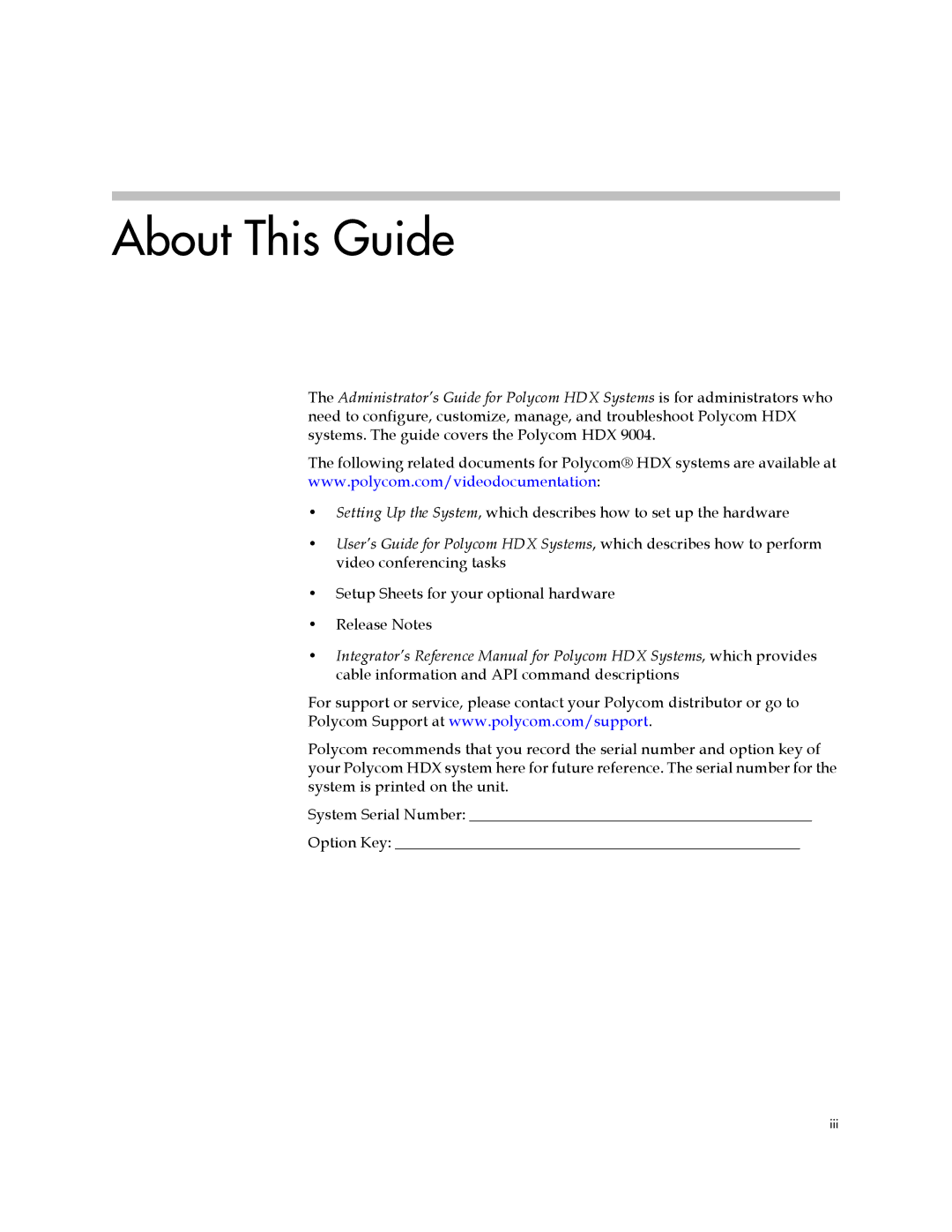 Polycom 1 manual About This Guide 