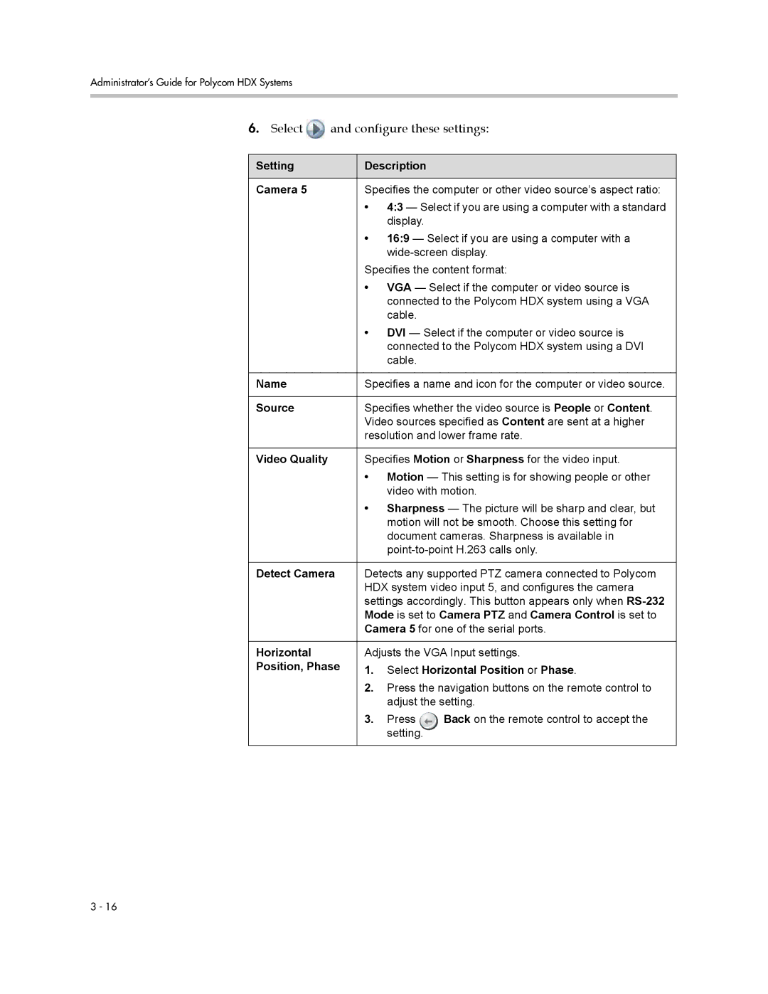 Polycom 1 manual Motion will not be smooth. Choose this setting for 