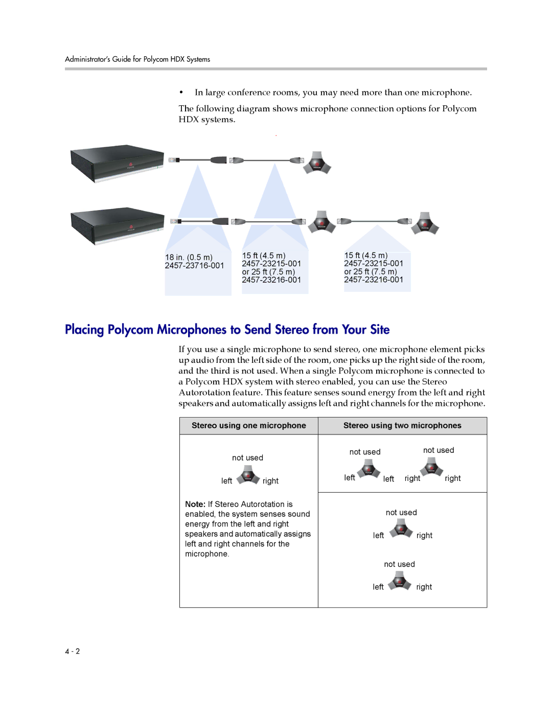 Polycom 1 manual Placing Polycom Microphones to Send Stereo from Your Site 