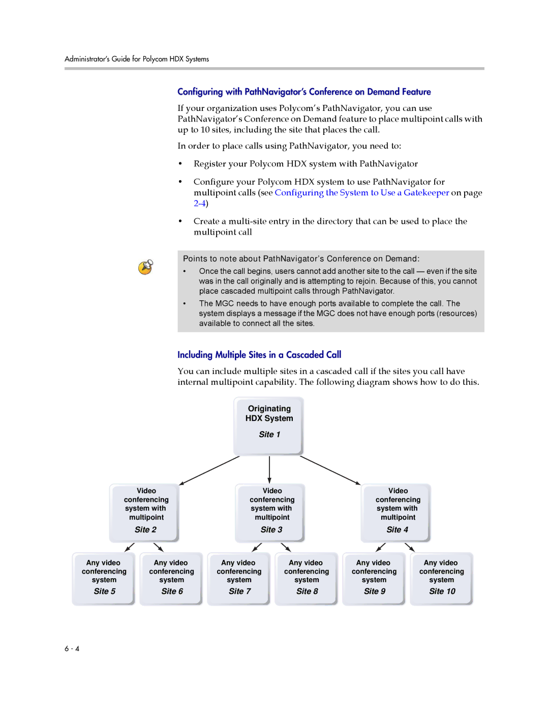 Polycom 1 manual Points to note about PathNavigator’s Conference on Demand 