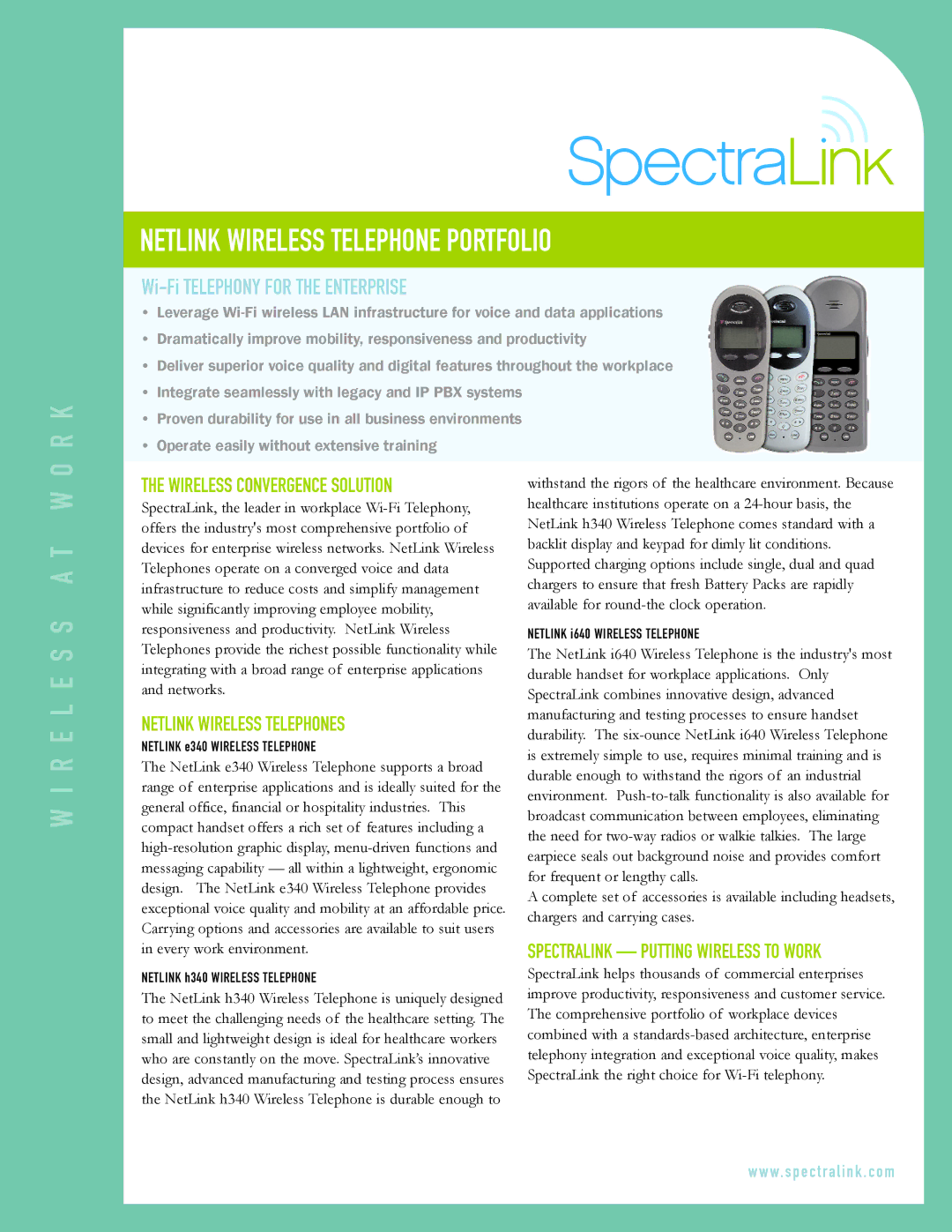 Polycom 103-2005-001 manual Netlink Wireless Telephone Portfolio, Wi-Fi Telephony for the Enterprise 