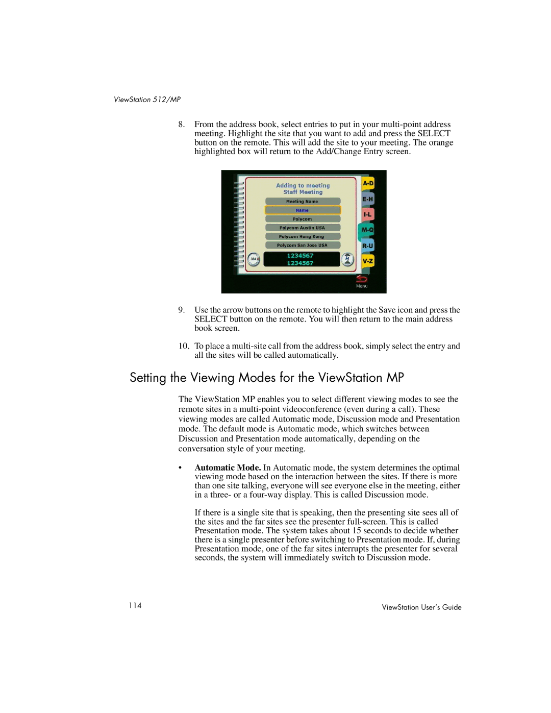 Polycom 128, 512 manual Setting the Viewing Modes for the ViewStation MP 