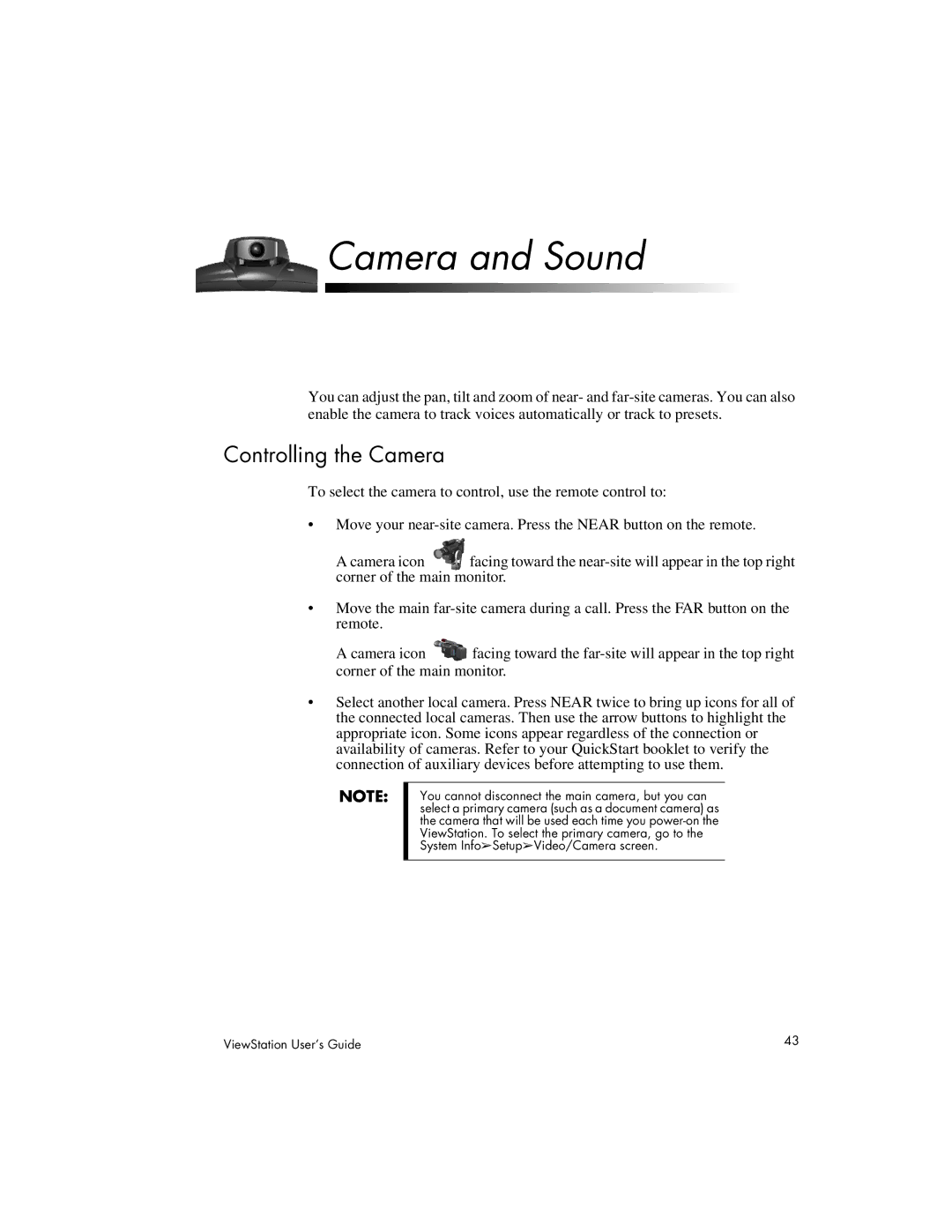 Polycom 512, 128, MP manual Camera and Sound, Controlling the Camera 